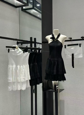 ueelook黑色扣挂脖背心裙女2026新款收腰荷叶边辣妹纯欲背心8446