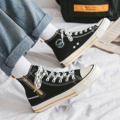 Autumn new style side zipper cloth shoes youth students high top canvas shoes Korean fashion casual board shoes