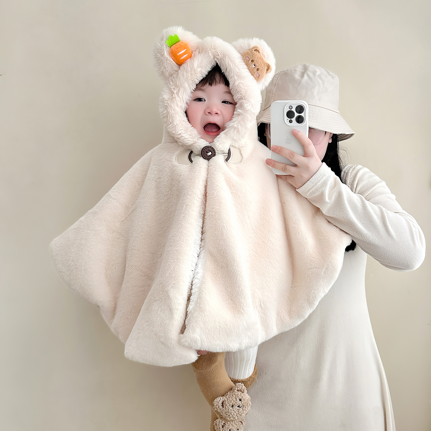 婴儿披风宝宝毛绒斗篷