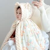 婴儿披风斗篷秋冬外出男女宝宝防风披肩儿童冬季 加厚防寒挡风外套