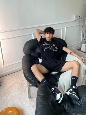 100%重磅纯棉美式字母图案短袖t恤女夏美式高街短袖T恤男女上衣