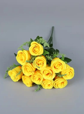 黄色系仿真花婚礼堂插花迷雾虞美人洋牡丹飘雪绣球文心兰尤加利