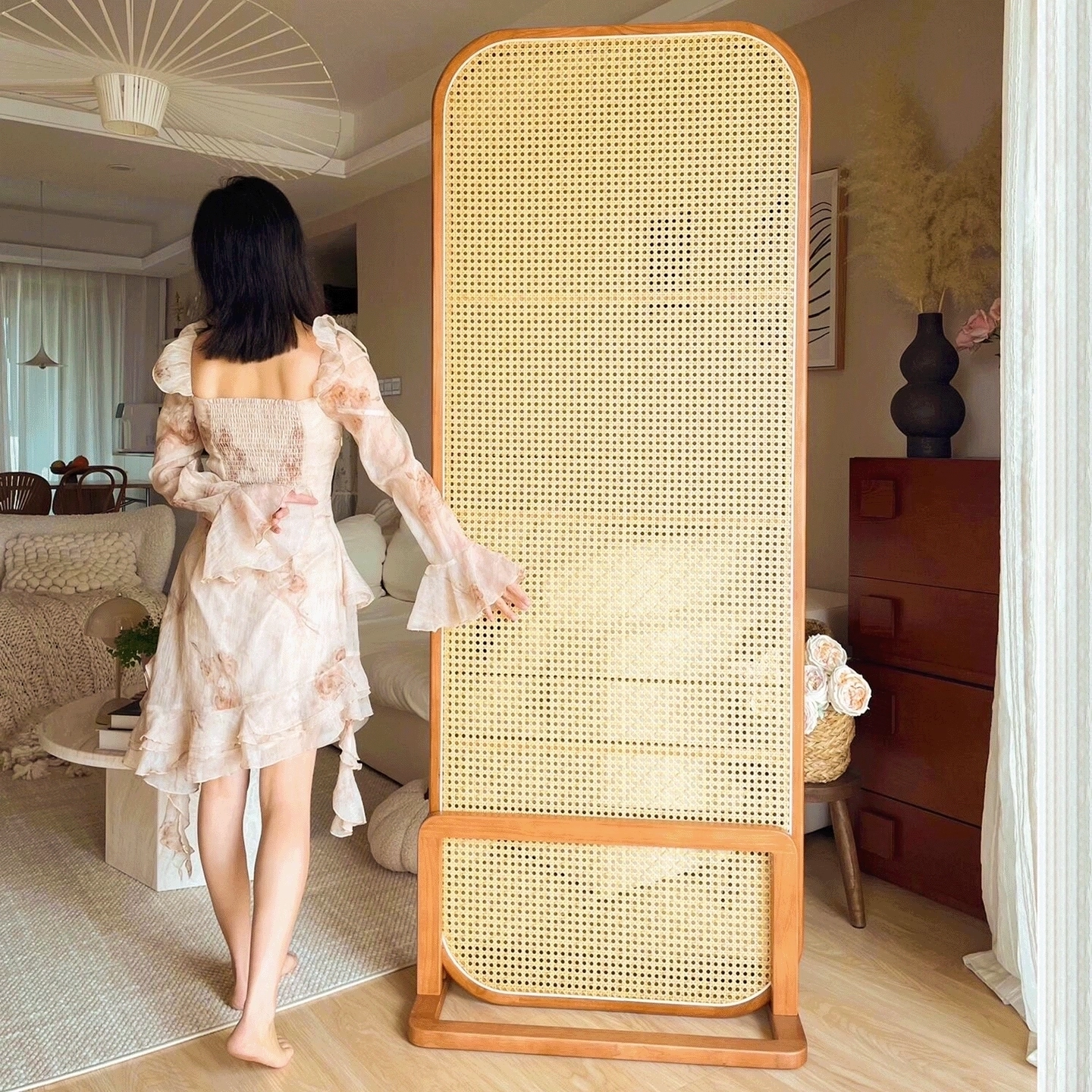 复古实木屏风隔断丨宋代经典美学