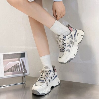 真皮轻便透气百搭网面老爹鞋