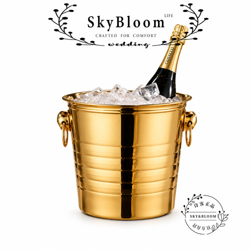 SkyBloom不锈钢冰桶圆形手提冰桶