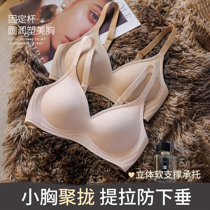 无痕内衣女小胸聚拢防下垂收副乳外扩2024新款爆款薄无钢圈文胸罩