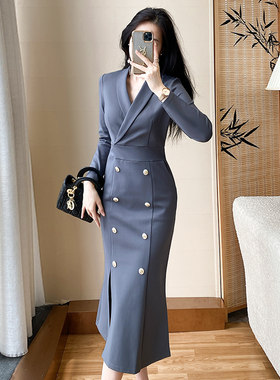 西装连衣裙女秋装新款