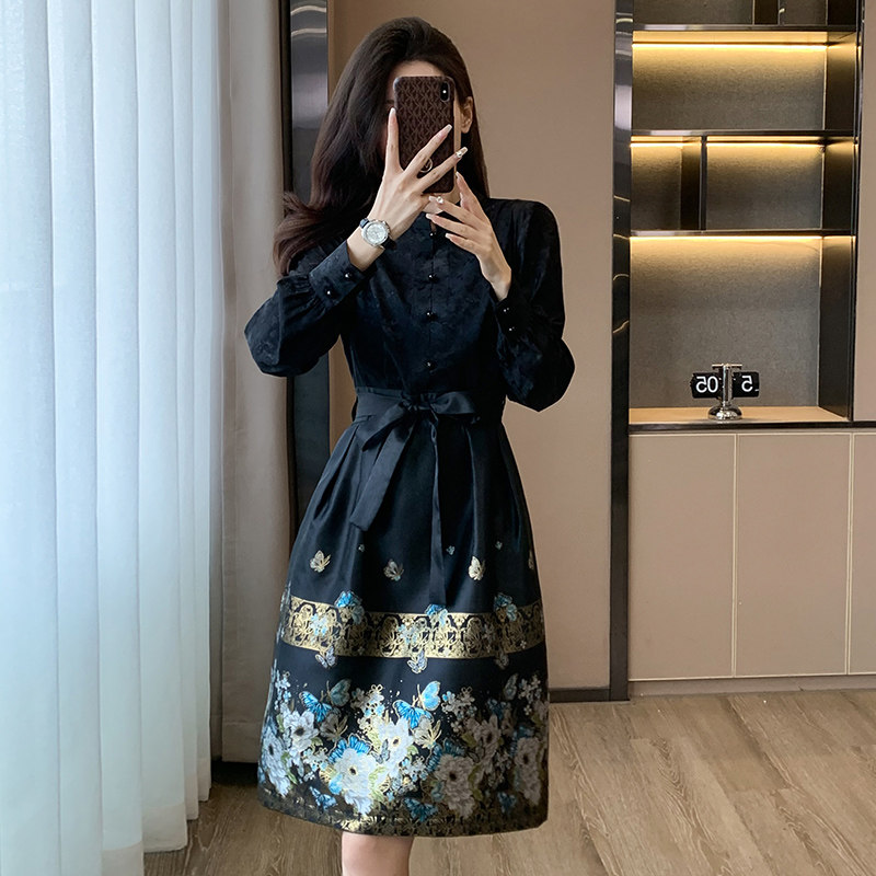 新中式汉服连衣裙2025秋装
