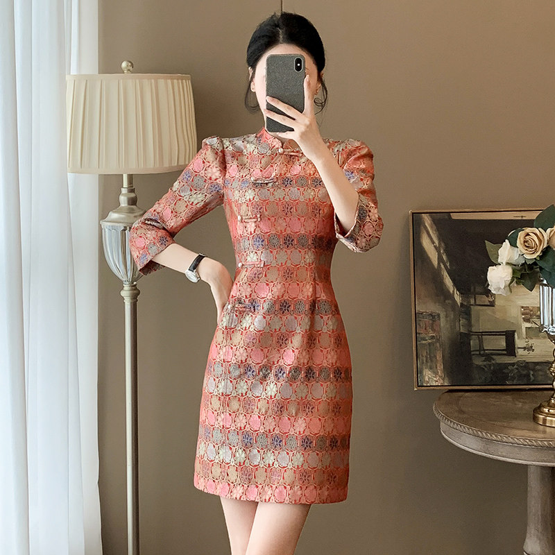 国风气质修身连衣裙女2025秋季