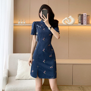 新中式改良旗袍2024新款夏季国风设计高级感小个子气质显瘦连衣裙