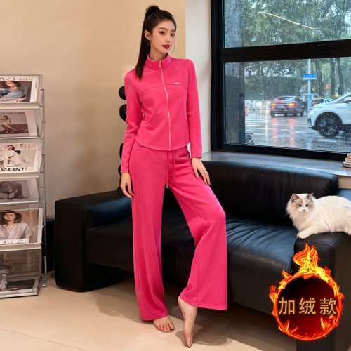 红色休闲运动服套装女