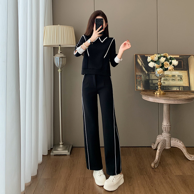 休闲套装女2025秋季新款翻领卫衣阔腿裤显瘦减龄高级感两件套气质,女装/女士精品,时尚套装,淘宝优惠券,粉丝福利购,淘宝优惠卷