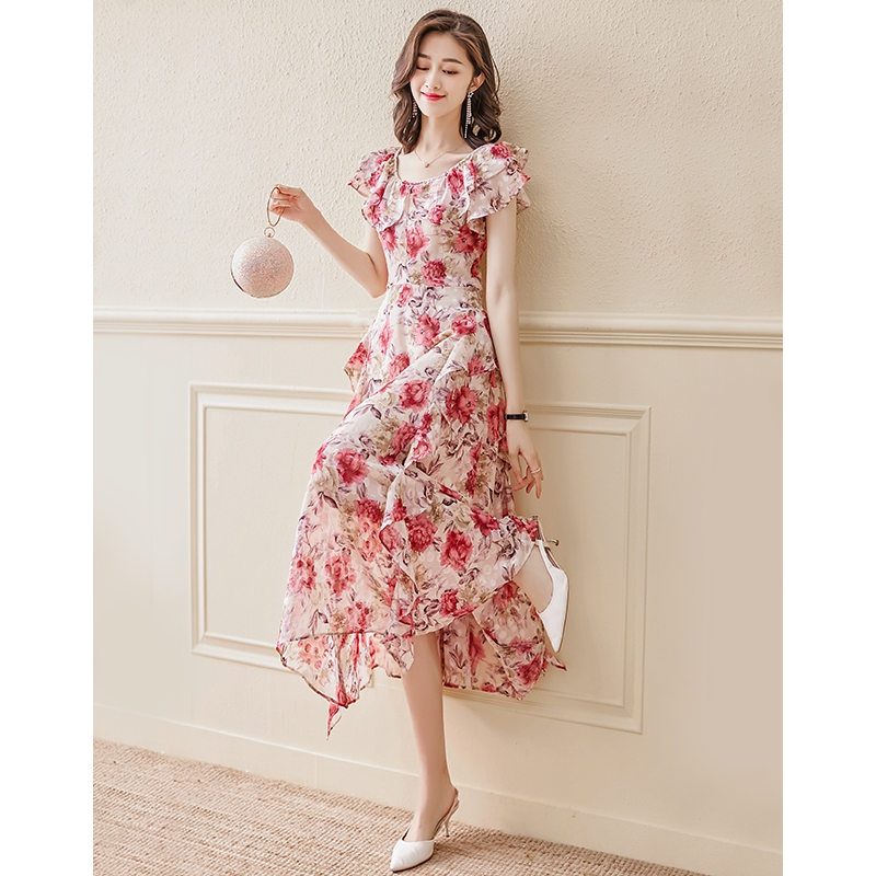 雪纺碎花连衣裙新款夏季法式
