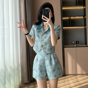 小个子穿搭时尚套装女2025夏季高端轻奢小香风短袖短裤两件套减龄