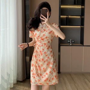 2024新款夏季女装连衣裙碎花显瘦气质小个子少女复古法式收腰裙子