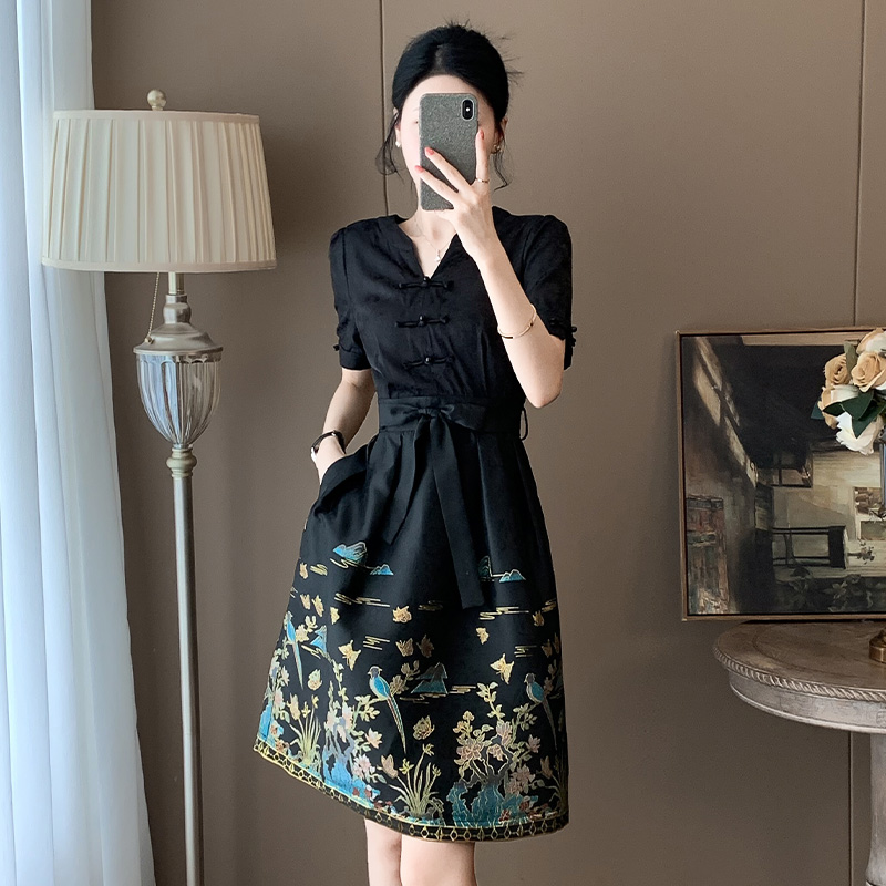 黑色连衣裙女夏季2024新款