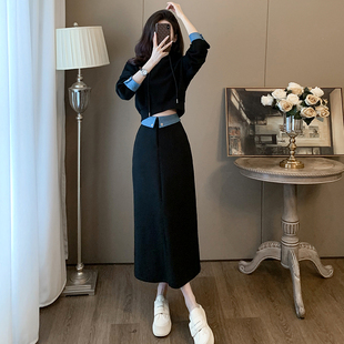 高级感欧货卫衣半身裙子2023新款休闲时尚运动两件套装女秋冬洋气