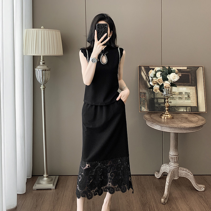 高级感蕾丝裙子御姐时尚套装裙女2025夏季新款半身裙两件套小香风