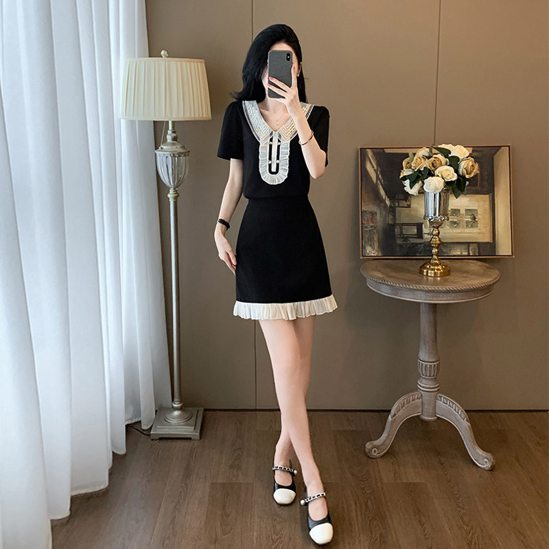 2024夏新款时尚休闲套装裙女显瘦气质减龄温柔甜美穿搭短裙两件套