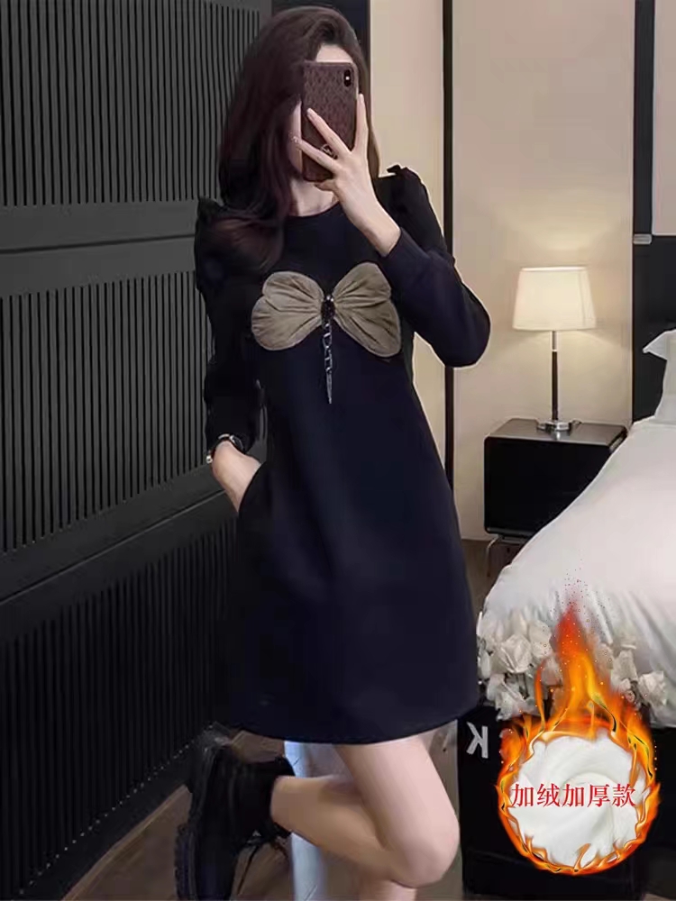 秋冬季加绒加厚连衣裙