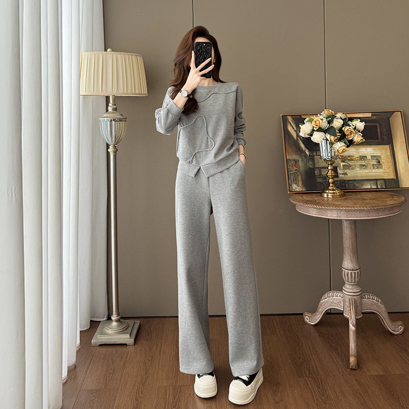 时尚洋气休闲运动套装女春季设计感卫衣阔腿裤两件套减龄气质显瘦