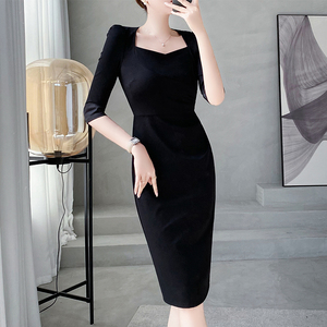 高级感小黑裙女2026新款夏季收腰气质高端大牌晚礼服连衣裙轻熟风
