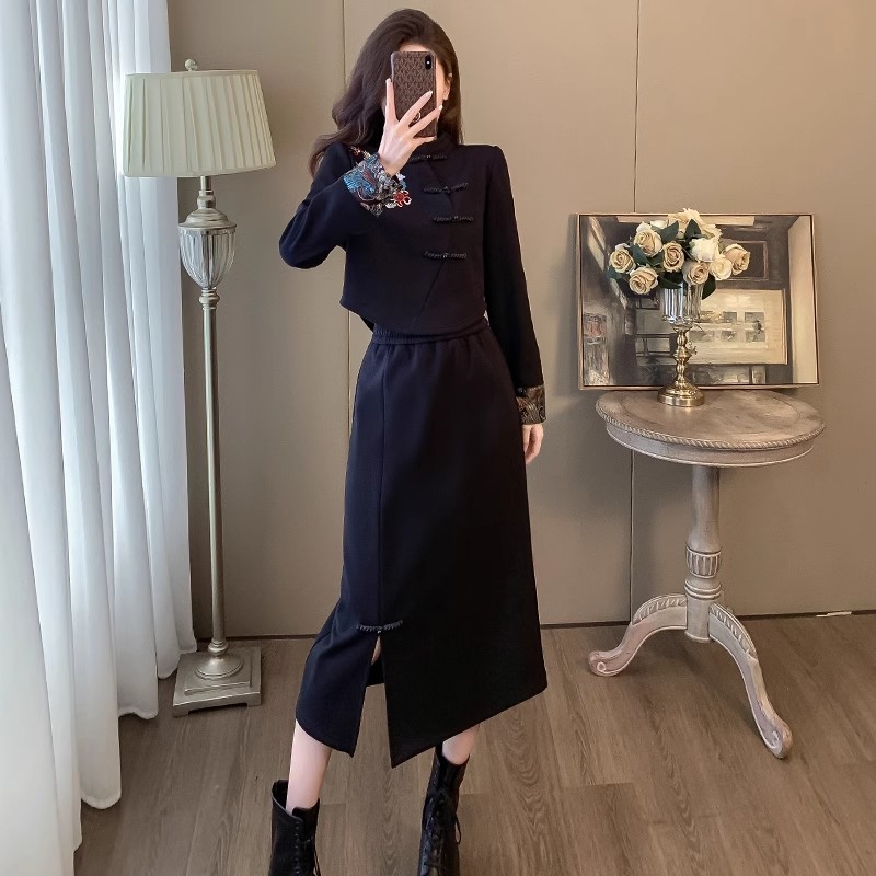 新中式国风卫衣半身裙两件套女