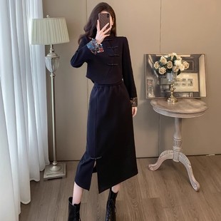 新中式国风卫衣半身裙两件套女装高级感休闲运动套装2025秋装新款