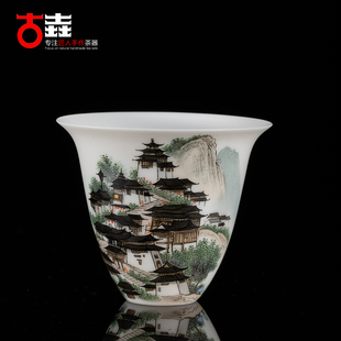 古垚/许瑞卿手工德化白瓷茶杯薄胎瓷品茗杯手绘高端主人杯礼盒装