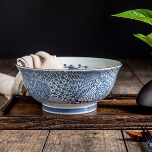 日本制进口日式和风餐具釉下彩陶瓷拉面碗大号面碗深汤碗泡面碗