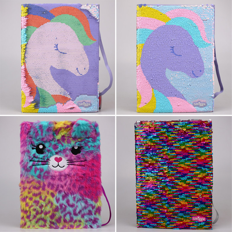 호주 SMIGGLE 플러시 스팽글 스타일 소년과 소녀 노트북 쓰기 패드 A4 초대형 일기