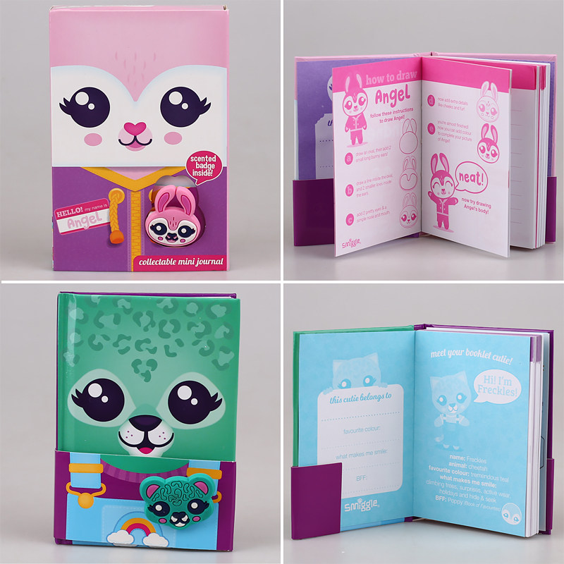 재미있는 향기 스티커가 포함된 호주 스미글 핑크 토끼 수집용 미니 160페이지 다이어리