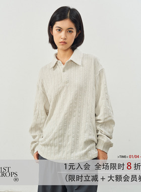 11st crops*granular jacquard 颗粒感立体提花针织长袖polo衫