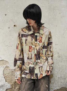 11St Crops “油画”定制满印直喷原创艺术插画复古廓形长袖衬衫