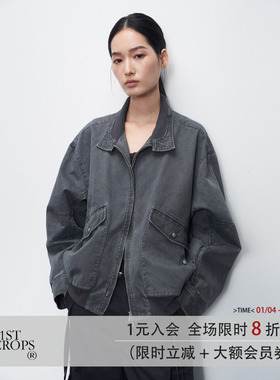11st crops*structural jacket 罗纹领拼接结构水洗夹克外套