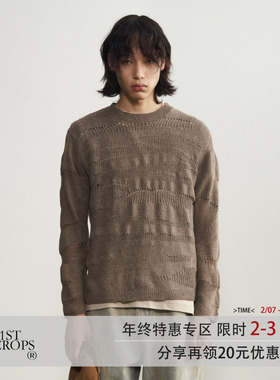 11St Crops “彩点”羊毛镂空凹凸肌理垂坠慵懒廓形毛衣针织衫