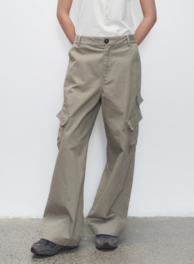 11st crops*3d pocket 立体口袋装饰水洗直筒工装裤休闲裤