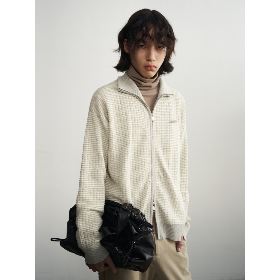 11STCROPS纯棉开衫高领针织毛衣