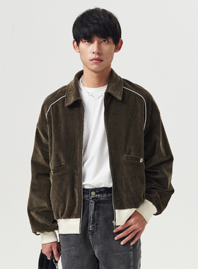 11St Crops 潮牌情侣灯芯绒外套男翻领春秋季无性别复古小众夹克