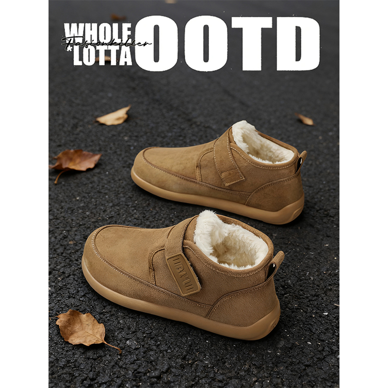 NewRockstarChoppa 冬季短筒雪地靴男加绒保暖复古魔术贴勃肯棉鞋