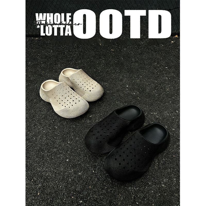 NewRockStarChoppa 3D踩屎感包头拖鞋男款夏季厚底外穿沙滩洞洞鞋