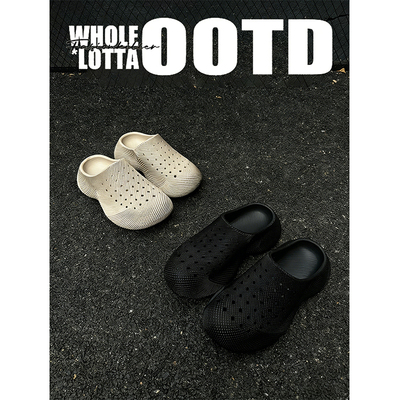 NewRockStarChoppa 3D踩屎感包头拖鞋男款夏季厚底外穿沙滩洞洞鞋