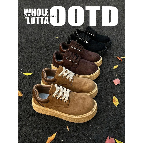 NewRockstarChoppa 秋冬厚底复古低帮马丁鞋男款绒面休闲勃肯潮鞋