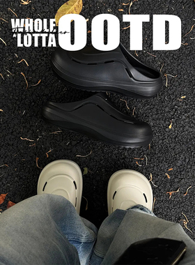 NewRockstarChoppa 外穿勃肯拖鞋男夏季沙滩踩屎感厚底包头洞洞鞋