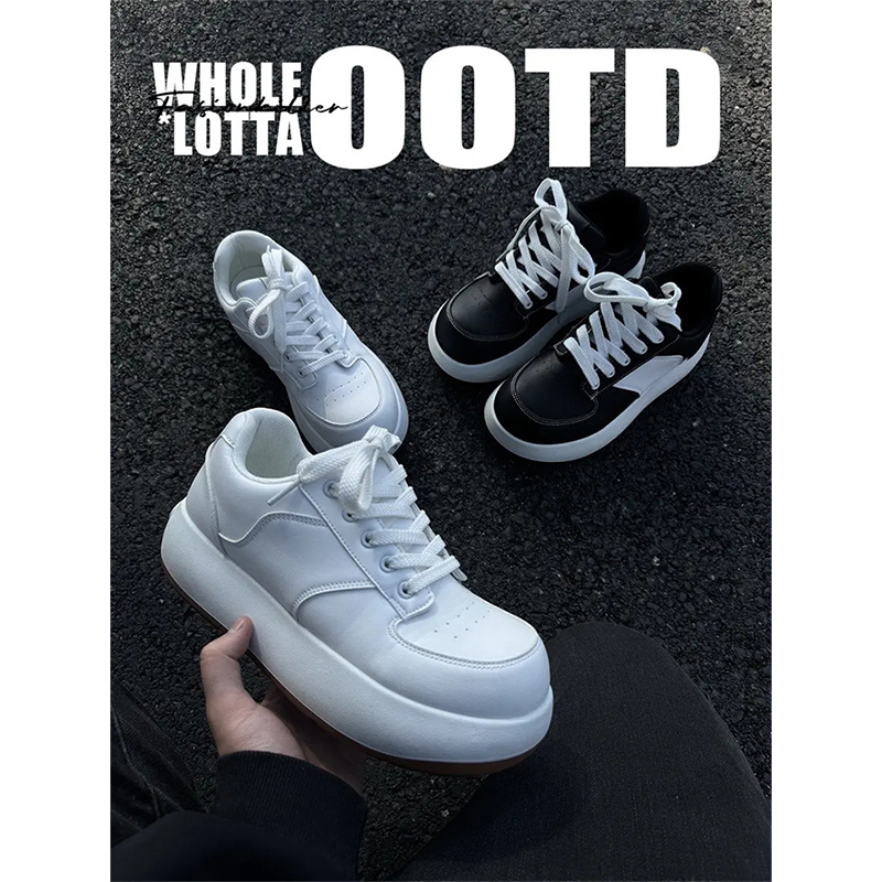 NewRockStarChoppa 小众厚底增高小白板鞋男款秋季学生休闲面包鞋