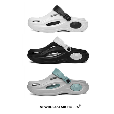 NewRockstarChoppa 洞洞鞋男夏季厚底外穿防滑沙滩两用包头凉拖鞋