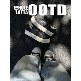 NewRockstarChoppa 厚底防磨饼干鞋男款秋季学生休闲百搭帆布板鞋