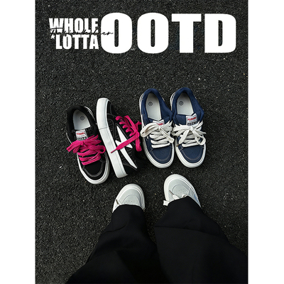 NewRockStarChoppa 小众潮流闪电帆布鞋男款春夏厚底休闲学生板鞋