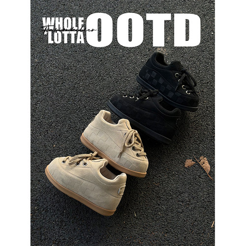 NewRockStarChoppa 小胖丁磨砂大头面包鞋男冬季加绒厚底小众板鞋