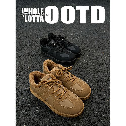 NewRockStarChoppa 加绒保暖复古德训鞋男款冬季防寒休闲百搭棉鞋